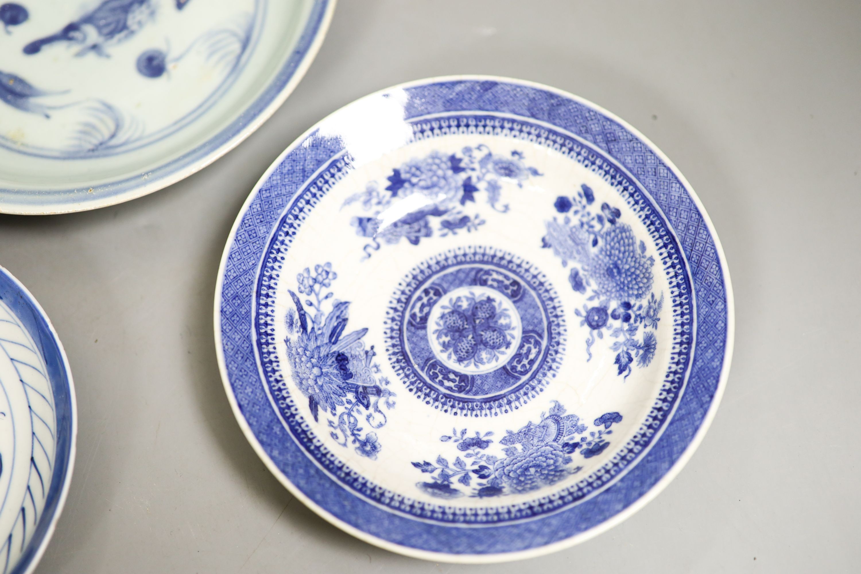 Three Chinese Blue and white dishes, Qing dynasty